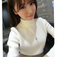 Áo len nữ đại học Gió cao cổ dài tay áo cao cổ Áo len mùa đông Mới Hàn Quốc dày áo len ngắn quần áo nữ đẹp