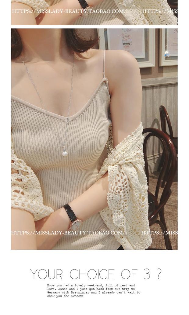 Mùa hè châu Âu và châu Mỹ hoang dã V-cổ đan sling Slim mỏng backless mỏng dây đeo vai áo sơ mi bên trong một chiếc áo vest nữ nhỏ áo ống