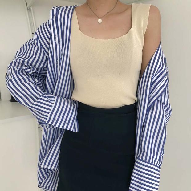 Áo yếm hoang dã hè 2018 Hàn Quốc ngắn mỏng Slim kẹo màu đan đáy áo áo nữ