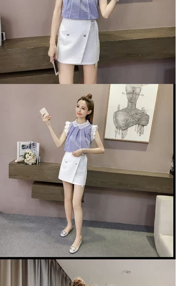 Mùa hè 2018 mới Han Fan búp bê openwork ren chạm đáy áo khâu voan áo sơ mi nữ tay ngắn tay áo thủy triều áo sơ mi trắng nữ công sở