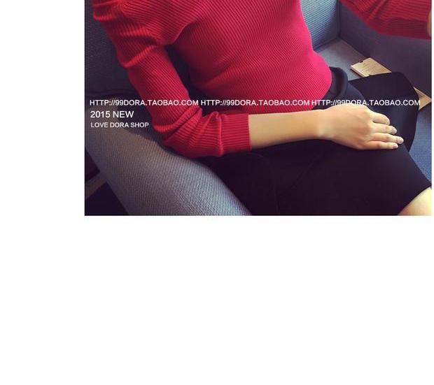 Mùa xuân 2018 mới phiên bản Hàn Quốc của áo len cổ chữ V lệch cổ nữ dài tay Slim áo sơ mi họa tiết ngắn tay áo len cổ cao