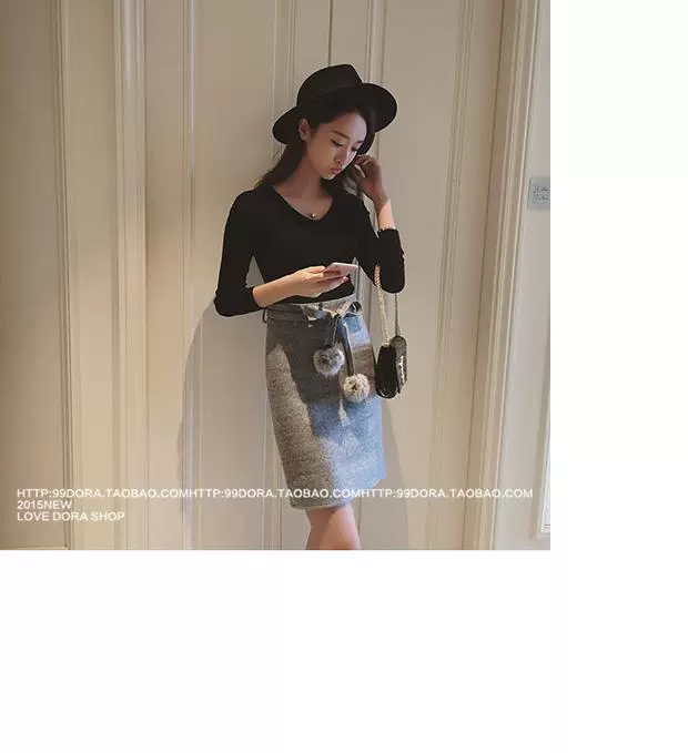 Mùa thu đông mới áo len ngắn cổ tròn bó sát với áo len nữ cổ lọ màu thấp cổ thấp