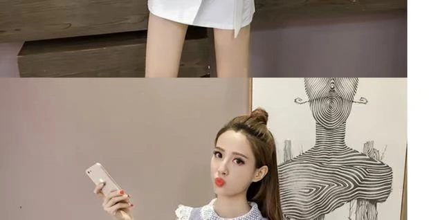 Mùa hè 2018 mới Han Fan búp bê openwork ren chạm đáy áo khâu voan áo sơ mi nữ tay ngắn tay áo thủy triều áo sơ mi cách điệu
