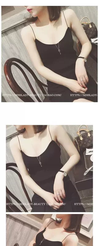 Mùa hè châu Âu và châu Mỹ hoang dã V-cổ đan sling Slim mỏng backless mỏng dây đeo vai áo sơ mi bên trong một chiếc áo vest nữ nhỏ váy đầm đẹp