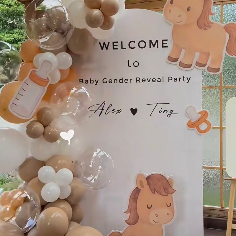 ins Gender Neutral Color Gender Reveal Party Decorations Baby Horse Kt Board Balloons Gender Reveal Gender Reveal Party