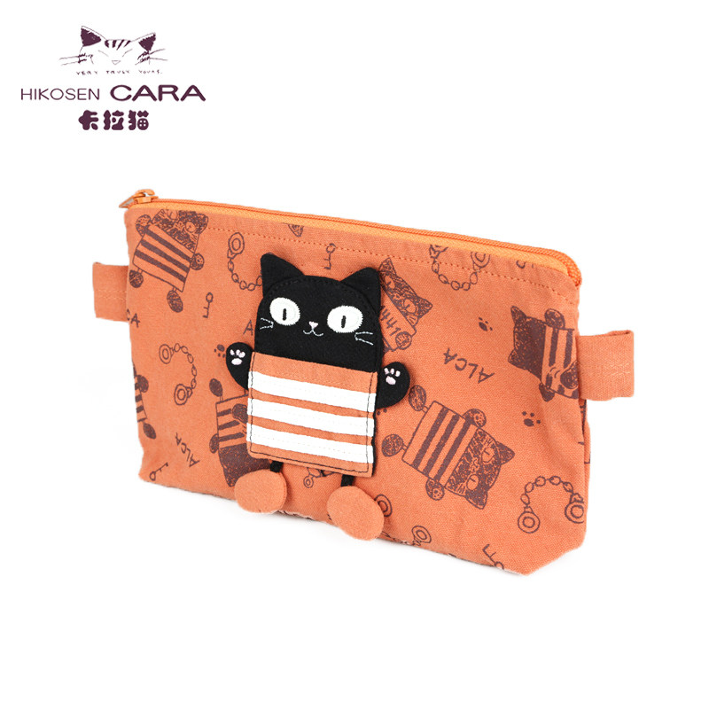 HIKOSEN CARA kara cat card bag mini cute headphone girl canvas cotton quality zero wallet document bag