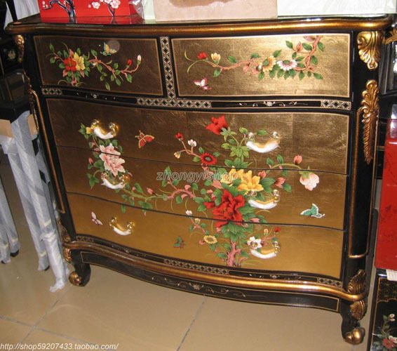 New Chinese antique furniture classical furniture hand - drawn furniture five - cupboard opening cabinet shoe cabinet NL 26