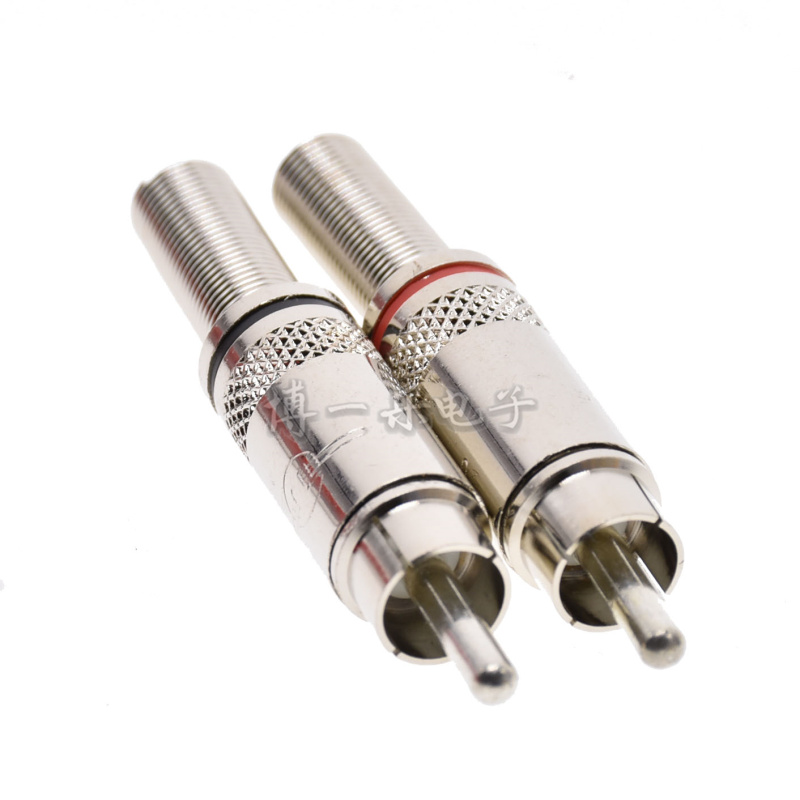 RCA Lotus Plug AV Male Head Acoustic Butt Plug Microphone Audio Red Black Metal DVD VCD