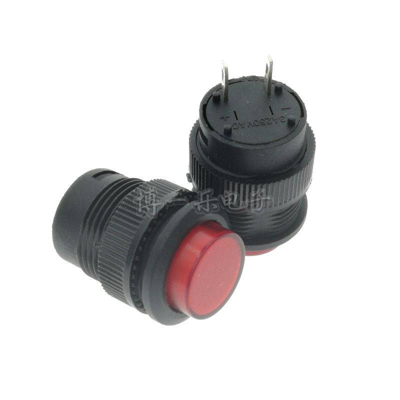 Button switch R16-503B red lockless self-reset, no light, round hole 16MM power switch