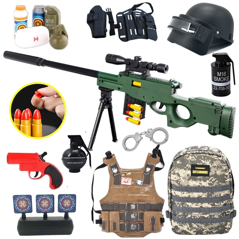 Awm shell ejection soft bullet gun sniper manual pull bolt 98k boy soft bullet toy gun simulation eating chicken full set of equipment