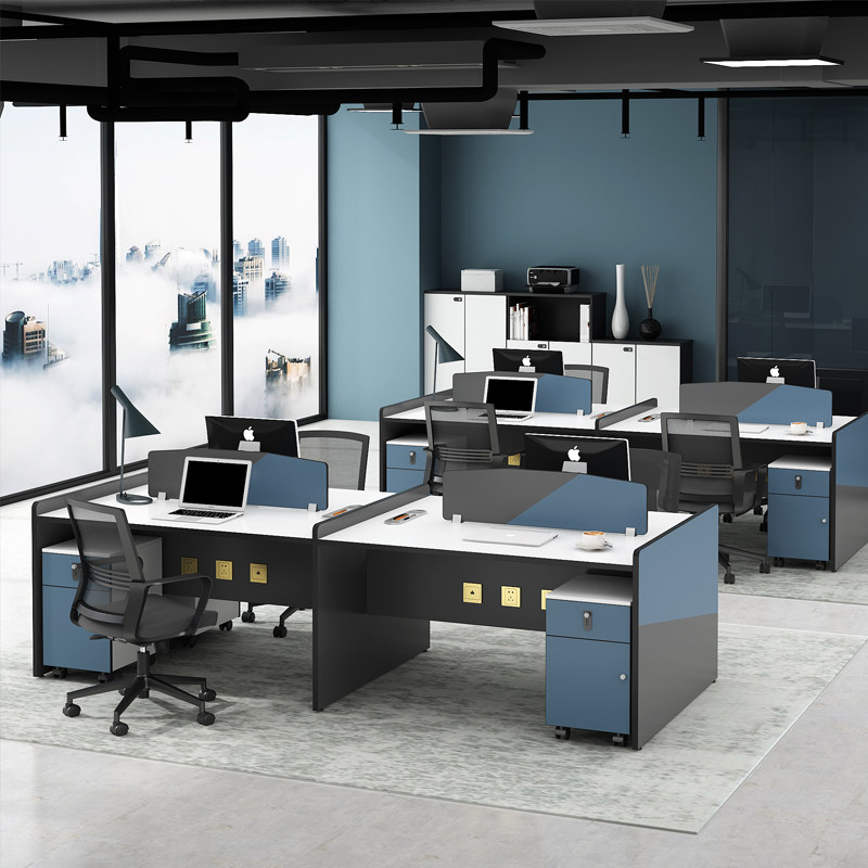 Staff desk simple modern table and chair combination four-person staff computer desk station screen office furniture