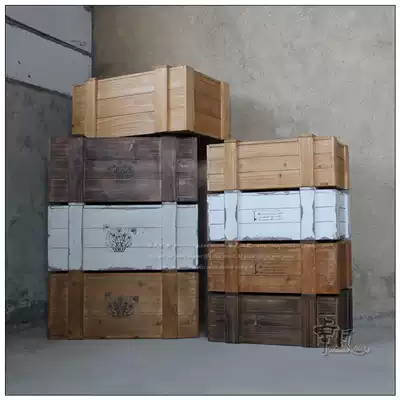 Retro old solid wood reinforced finishing storage wooden box decoration storage box storage box storage display covered long square wooden box