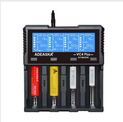 ADEASKA VC4PLUS Smart Charger compatible with 18650 26650 NiMH lithium BATTERY charging 4 slots