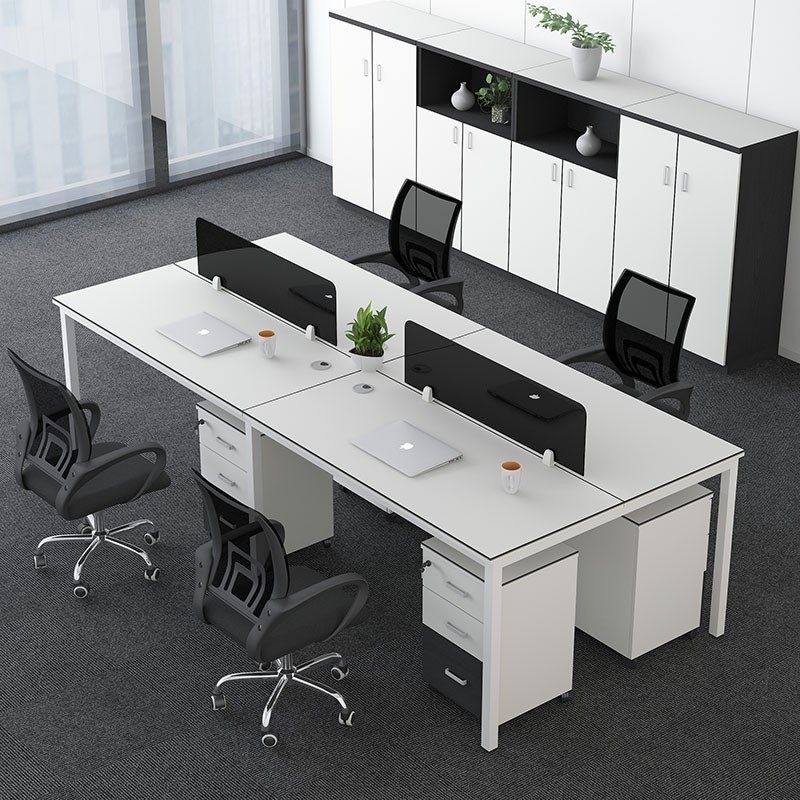 Beijing's new office furniture staff computer desk simple modern steel wood table 4 table and chair combination multi-seat card seat
