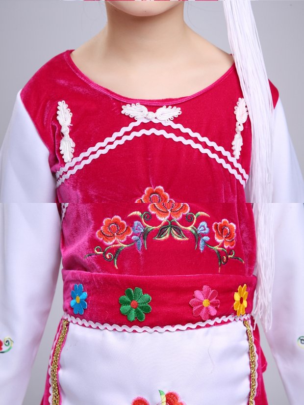 Trang phục múa trẻ em Bai trang phục thiểu số Trang phục biểu diễn múa Zhuang quần áo bé trai và bé gái cucurbit trang phục lụa bộ noel cho bé
