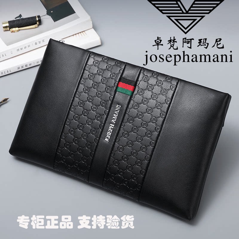Jo Van Yamani Handbag Man Genuine Leather Handbag Large Capacity Hand Grab Bag Casual Business Soft Leather Wallet