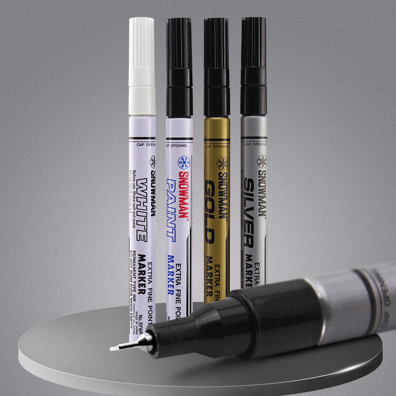 Japan imported snowman paint pen snowman card 0 5MM very thin head environmental protection paint pen imported industrial use non-fading high temperature marker pen black gold and silver white EFWP marker pen