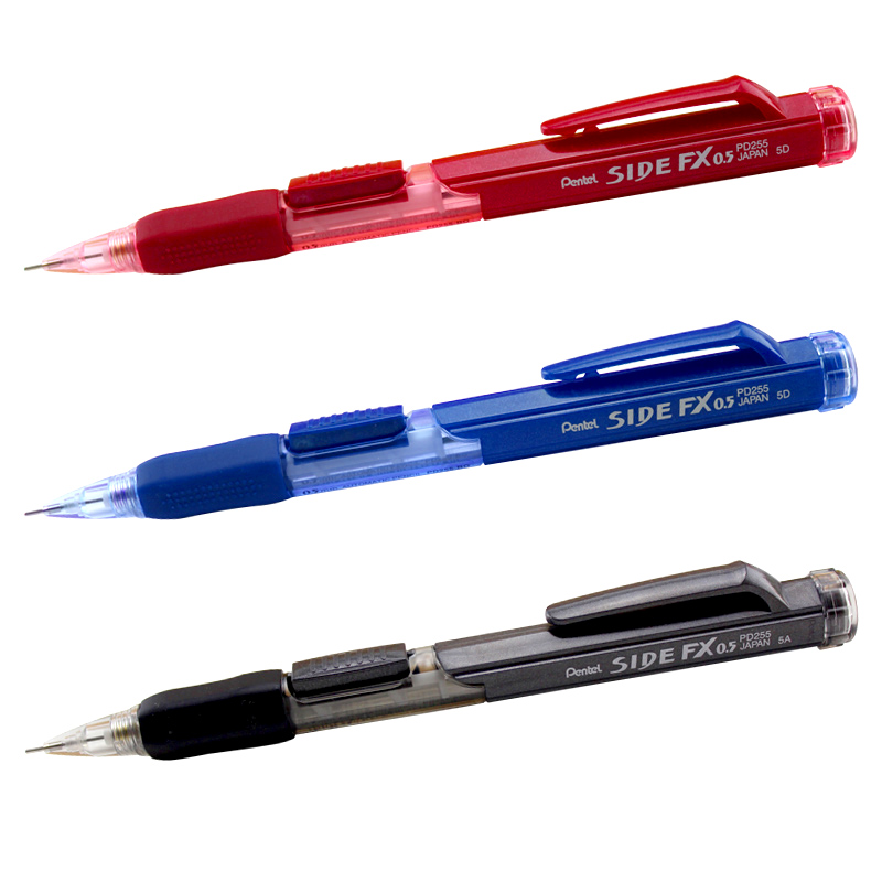 3 Pentel sent via PD255 automatic active side press pencil 0 5mm eraser head telescopic pen