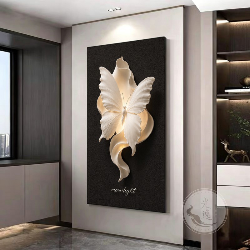 Three-Dimensional Sandstone Light Luxury High-End Decorative Painting for Entryway, 3D Butterfly Corridor Wall Art Facing the Door Three-Dimensional Sandstone Light Luxury High-End Decorative Painting for Entryway, 3D Butterfly Corridor Wall Art Facing the Door