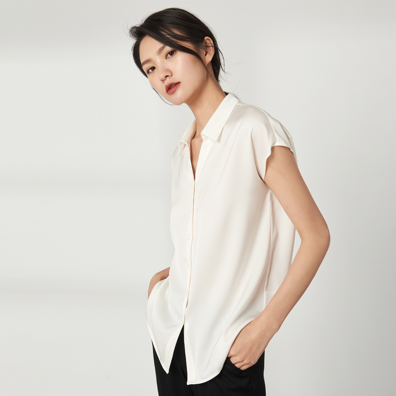 Light Luxury Heavy Silk Short-Sleeved Shirt for Women 2023 Summer Mulberry Silk T-Shirt 23mm Double Georgette Satin Sleeveless Top Light Luxury Heavy Silk Short-Sleeved Shirt for Women 2023 Summer Mulberry Silk T-Shirt 23mm Double Georgette Satin Sleeveless Top