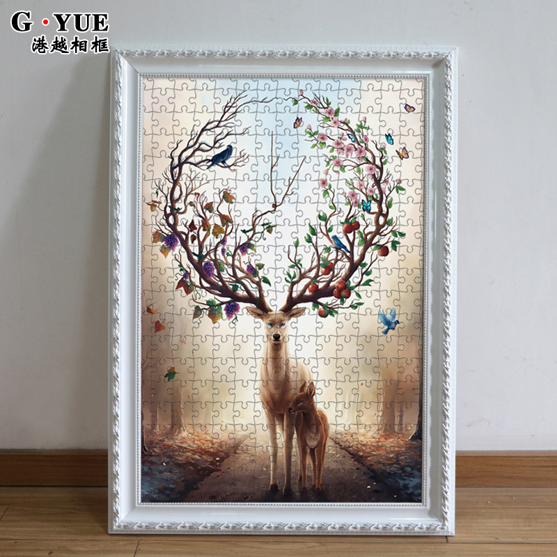 Solid wood photo frame hanging wall 500 1000 piece puzzle frame creative European wedding photo oil painting frame poster frame