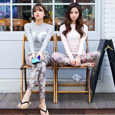 Korean two-piece wetsuit Women's long-sleeved trousers sunscreen quick-drying swimsuit Surfing snorkeling suit Slim jellyfish suit set