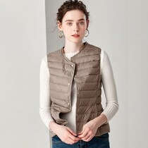 Superior Coat Autumn Winter New down waistcoat Female Round Collar Down Clothing Vest Light Slim and large size Shoulder Short white duck suede