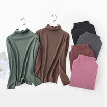 UL Home Cation Undershirt Delsuede Semi-High Collar Long Sleeve 2020 New Autumn Winter Pure Color Warm Blouse T-Shirt Woman