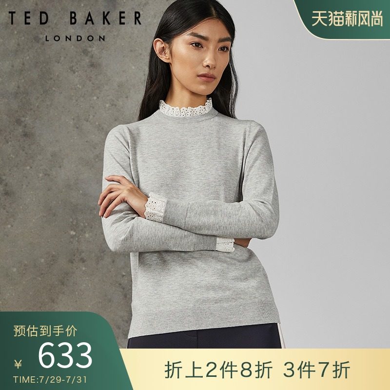 TED BAKER WOMEN's SIMPLE LONG SLEEVE SLIM PULLOVER SWEATER
