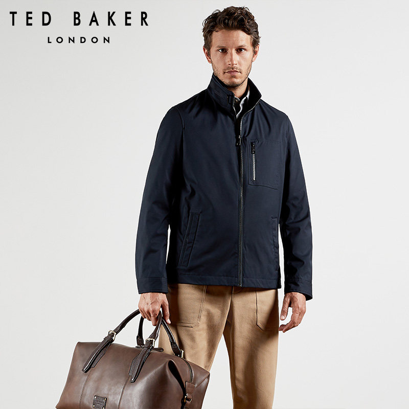 TED BAKER Men's Stylish Solid Color Stand-UP Collar Jacket