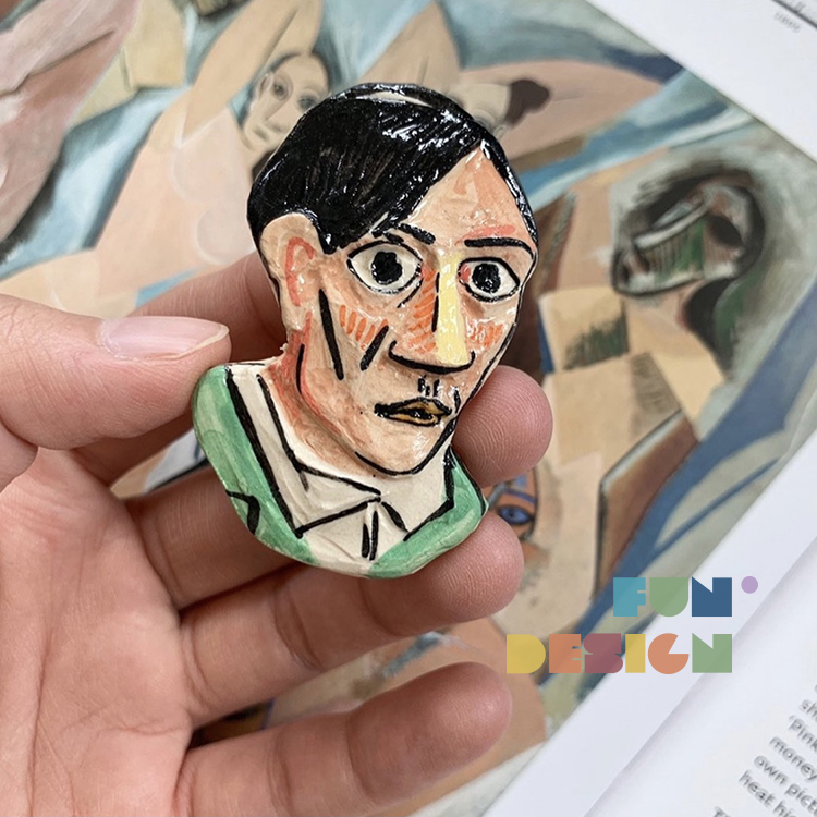 Retro Niche~Handmade Exotic Ceramic Fridge Magnet Creative European Art Hand-painted Cute Decorative Girl Brooch