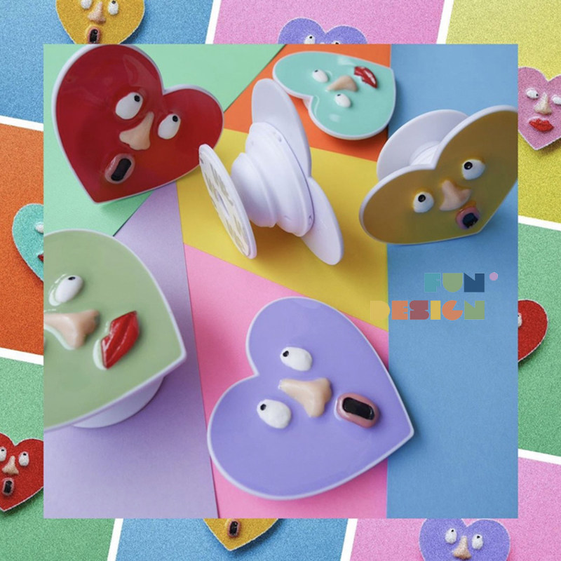 Thai designer FK hand-made fun expression bag rolls eyes three-dimensional love mobile phone holder 6 colors