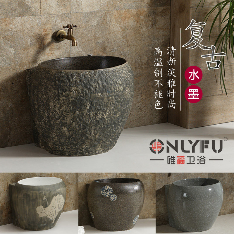 Balcony outdoor antique art mop pool courtyard floor towing Basin Square round balcony Pier pool large outdoor garden