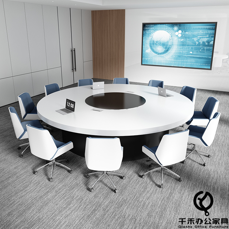 Casual White Painted Round Conference Table C-Shaped Government Office Command Table Can Be Spliced and Detached Reception Table and Chair Combination Casual White Painted Round Conference Table C-Shaped Government Office Command Table Can Be Spliced and Detached Reception Table and Chair Combination