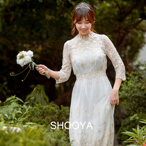 Anna Korean retro light luxury slim wedding embroidery lace dress outdoor travel dress license