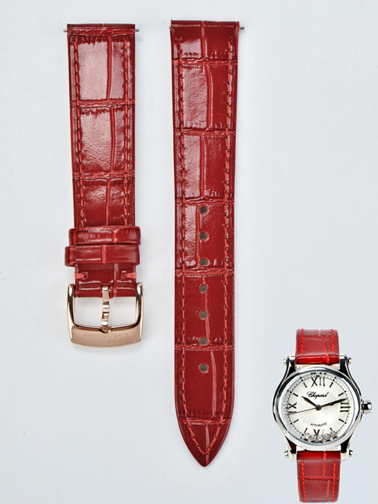 Brand Watch Leather Strap for Women, Pin Buckle, Flat Interface, Ultra-Thin Replacement for Chopard Happy Five Diamond Watch Strap, Chopard