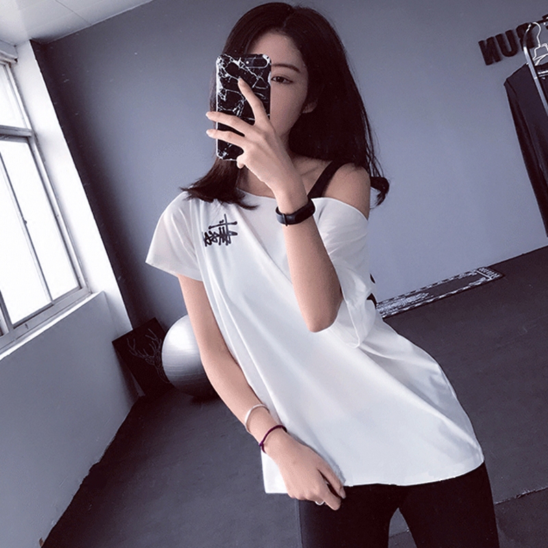 Summer sports hooded gym Fitness Suit Woman Blouse Loose Large Size Code Yoga Suit Breathable Speed Dry Night Running Short Sleeve T-shirt