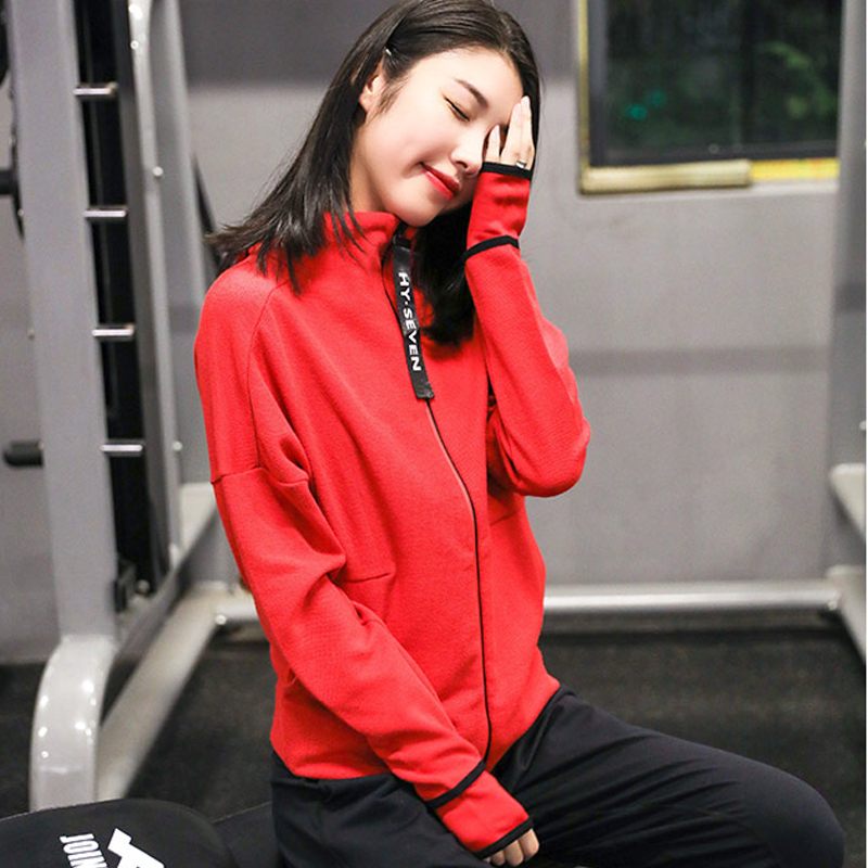 Spring new yoga conserved ladies loose fitness outfit sports running long sleeves student vegalog coat large size coat tide