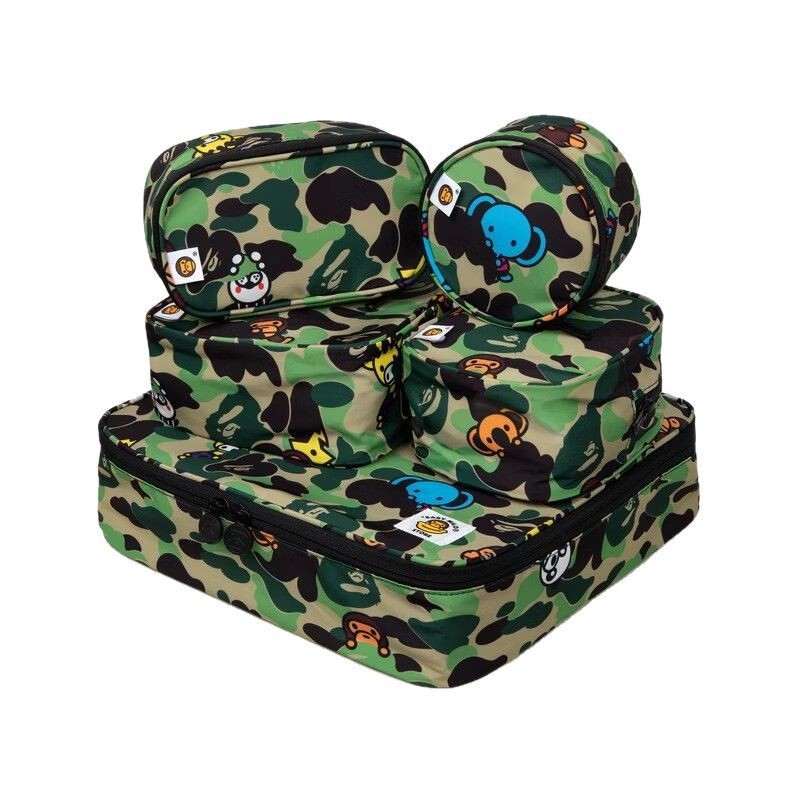 Bape Baby Milo Camouflage Little Monkey Cute Cartoon Multifunctional Storage Bag Cartoon Storage Bag Five-Piece Set