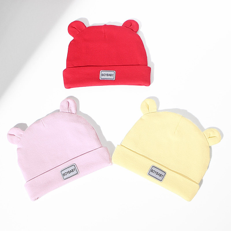 Newborn Baby Cap Slim child pure cotton red 0-3 months beginner baby autumn and winter cute tire cap 5