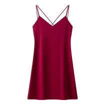 Gong Die (Type Cool) chemise de nuit Sexy à bretelles pour femmes jupe courte dété en soie glacée fine Simple couleur unie vêtements de maison