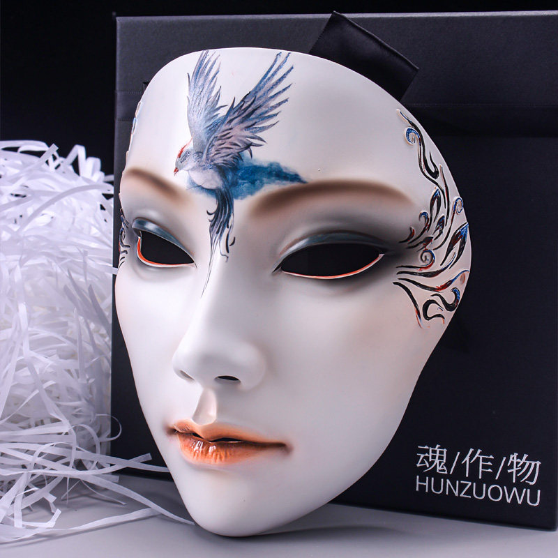 Chinese wind soul crop full face mask adult party masquerade three-dimensional dress up hand-painted graffiti net red antique style