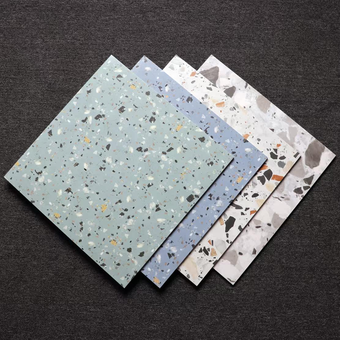 Color terrazzo tiles 600x600 matte non-slip floor tiles milk tea chain store clothing store balcony wall tiles
