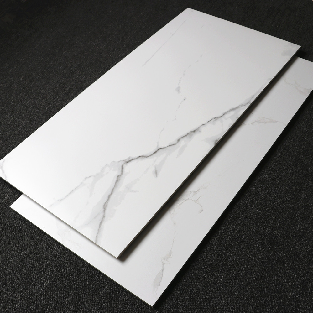 White marble floor tile large slab tile 600x1200 villa living and dining room jazz white ink matte antique tile