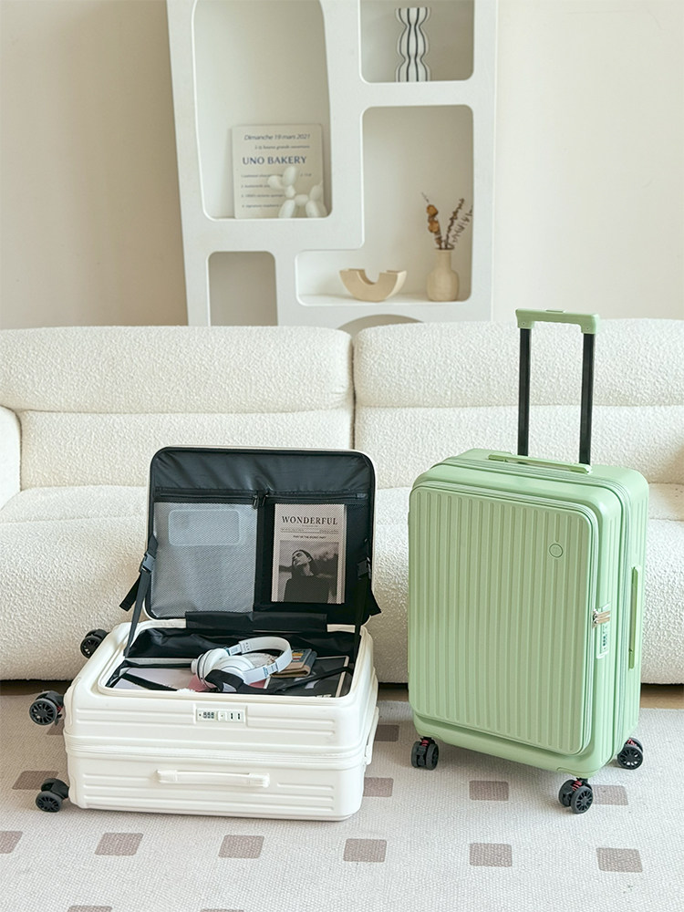 New Side-Opening Suitcase for Women, Large Capacity, Expandable Pc Trolley Case, 20inch Carry-On Suitcase for Men, Silent Travel Suitcase