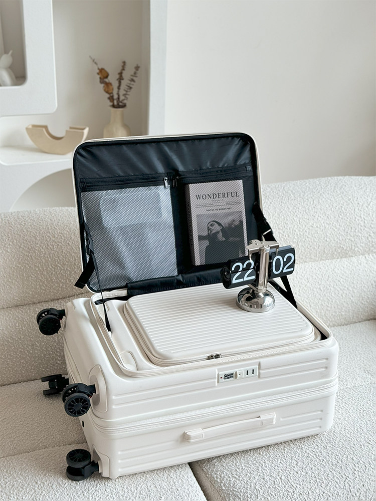 New Side-Opening Suitcase for Women, Large Capacity, Expandable Pc Trolley Case, 20inch Carry-On Suitcase for Men, Silent Travel Suitcase