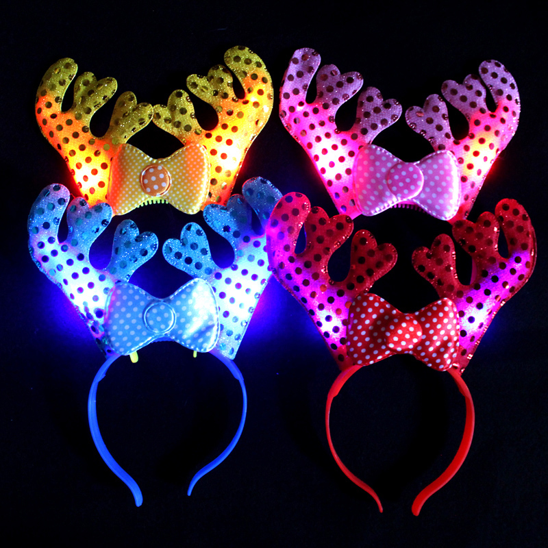 Festival Gala Deer Corner Gala Booby Atmosphere Props Dress With Lamp Sparkling Luminous Deer Corner Hair Accessories Hairpin Hairpin Hairpin