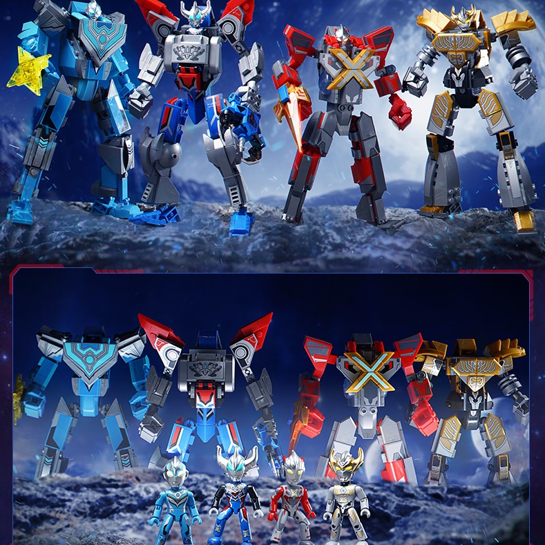 啓蒙の素晴らしいビルディングブロックアックスジードタイガフーマ強化メカティガウルトラマンヒーローウルトラマンおもちゃ