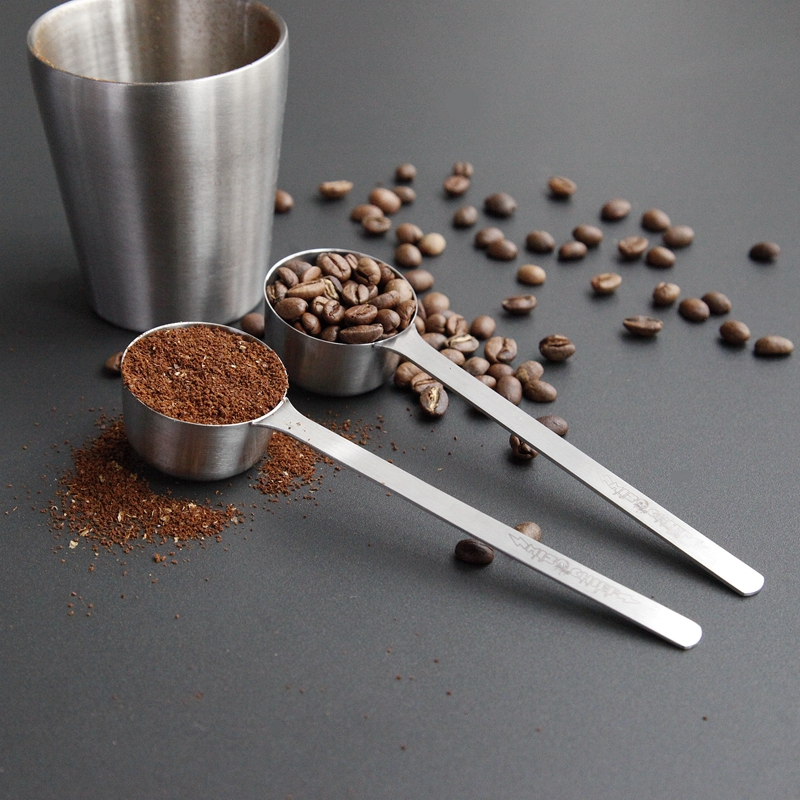 coffee Islive Coffee Bean measuring spoon 304 stainless steel long handle metal powder spoon 13-15 grams for commercial use