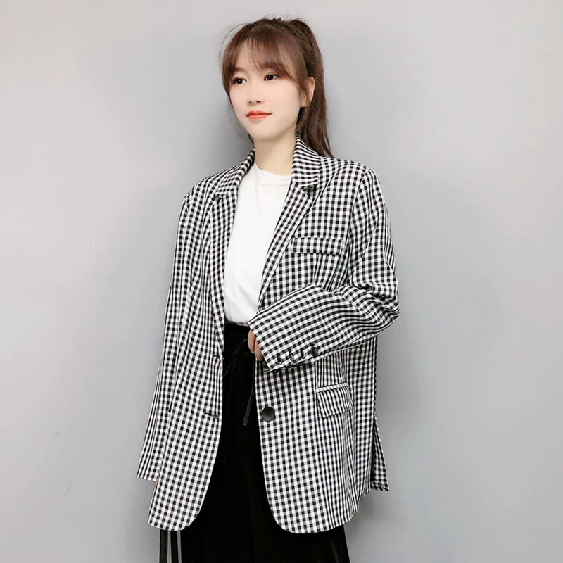 Trạm châu Âu 2020 mùa xuân hàng mới châu Âu Phụ nữ S gia đình houndstooth blazer phù hợp với thiết kế nữ cảm giác thích hợp thủy triều - Business Suit